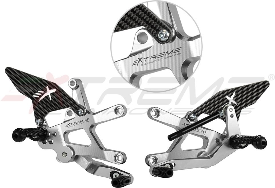 Other - EXTREME COMPONENTS エクストリームコンポーネンツ GP EVO バックステップキット (逆シフトのみ) ZX 10 R KAWASAKI カワサキ バックステップ ステップ 足回り タイプ：カーボンヒールガード付き（シルバー）