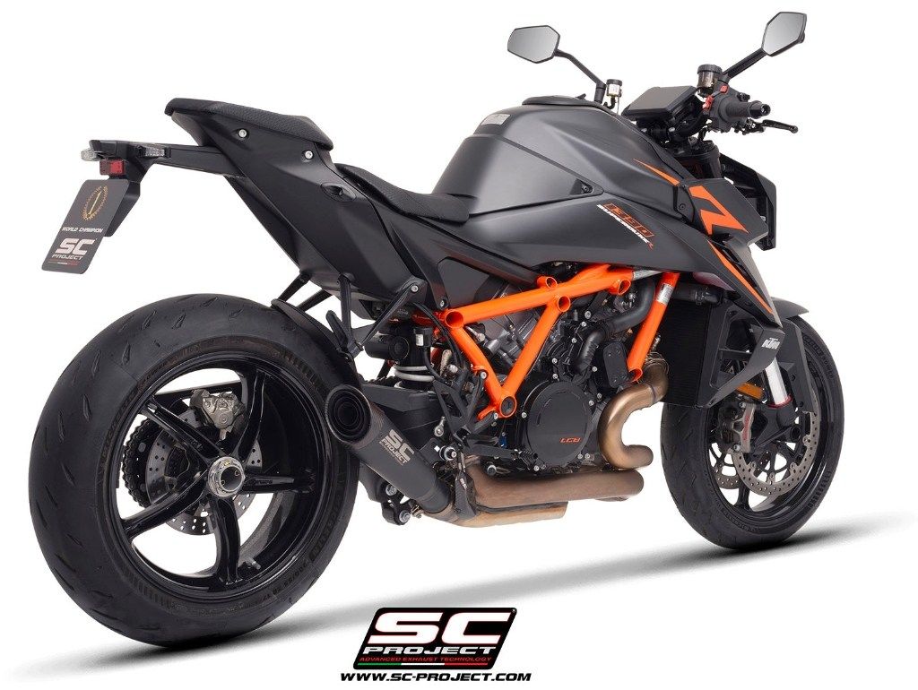 SC-PROJECT SCプロジェクト S1 スリップオンサイレンサー 1390 SUPER DUKE R EVO KTM スリップオンマフラー マフラー リンクパイプ材質：チタン(マットブラック塗装)／本体材質：チタン(マットブラック塗装)