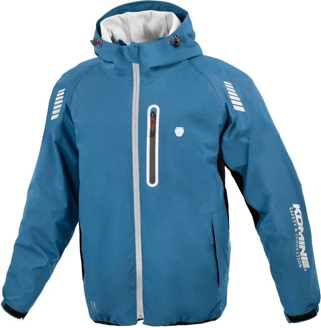 ■商品概要【カラー】Turquioise・Breathable＆waterproof construction・Hoodie jacket with excellent waterproof and heat retention・3D ergonomic fit for comfort ride・Reflective panels on shoulder，back・Anti imitation label【MATERIALS】[outshell]polyester(TPU laminated)[insulation]polyester[lining]polyester【PROTECTOR】shoulder・elbow・back・chest【Option】装着可能：背中(ハードタイプ)装着可能：背中(ソフトタイプ)■詳細説明伸縮性の高い透湿防水生地を使用したウインターパーカ。保温性に優れた中綿入りなので、暖かさをキープし快適なライディングをサポート。充実のフルプロテクションで、夜間被視認性を高めるリフレクターを配置。冬の通勤・通学用など普段使いに最適。【Feature】・透湿防水透湿防水素材を使用 (※ただし雨天長時間走行時はレインウエアをご使用ください)・中綿入り保温性を高める中綿入り・肩・肘・脊椎にプロテクター標準装備・リフレクター夜間被視認性を高めるリフレクター装備・立体裁断運動性を高める立体裁断・胸プロテクター標準装備胸部プロテクターSK-689、SK-619もしくはSK-682を標準装備・CE プロテクターCE規格をクリアした衝撃吸収パッド。肩・肘・脊椎などの各部に使用。・特殊ホログラム技術を応用した偽造防止ラベル付き・伸縮生地■注意点※雨天長時間走行時はレインウエアをご使用ください。※サイズ表：記載の数値は製品の外寸です。(単位：cm)※サイズ表：ストレッチ素材、ウエストゴムの製品は伸びていないそのままの状態で計測しています。※サイズ表：身長については目安サイズのため、体型により当てはまらない場合があります。※KOMINEでは、スタジオでストロボを使用して撮影しております。また、お客様のモニターを通してご覧になって頂いている為、実物を蛍光灯や自然光の下でご覧になった場合と色味が異なる場合がありますので、ご理解の上ご購入頂きますようお願い致します。※画像には他のカラーリングが含まれている場合があります。※メーカー都合により商品の仕様変更がある場合がございます。ご了承ください。