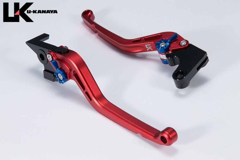 U-KANAYA ユーカナヤ スタンダードタイプ ロングアルミビレットレバーセット GSX-S1000GT GSX-S1000GX SUZUKI スズキ ブレーキ・クラッチレバーセット ハンドル周辺パーツ ハンドル レバーカラー：マットレッド / アジャスターカラー：マットオレンジ