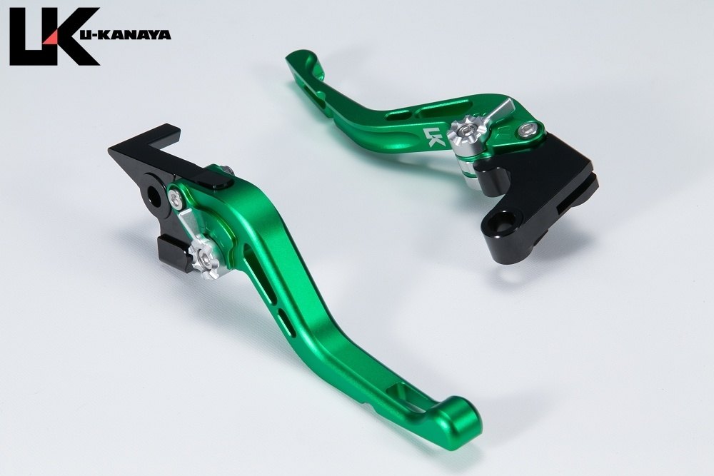 Rakuten - U-KANAYA ユーカナヤ GPタイプ ショートアルミビレットレバーセット GSX-S1000GT GSX-S1000GX SUZUKI スズキ ブレーキ・クラッチレバーセット ハンドル周辺パーツ ハンドル レバーカラー：マットグリーン / アジャスターカラー：マットブルー