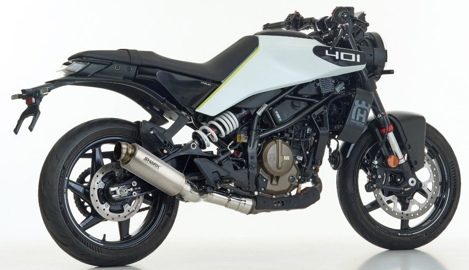 SHARK シャーク SRC 4 (1-1) Super Short スリップオンマフラー Svartpilen 401 HUSQVARNA ハスクバーナ マフラー material：titanium／colour：silver