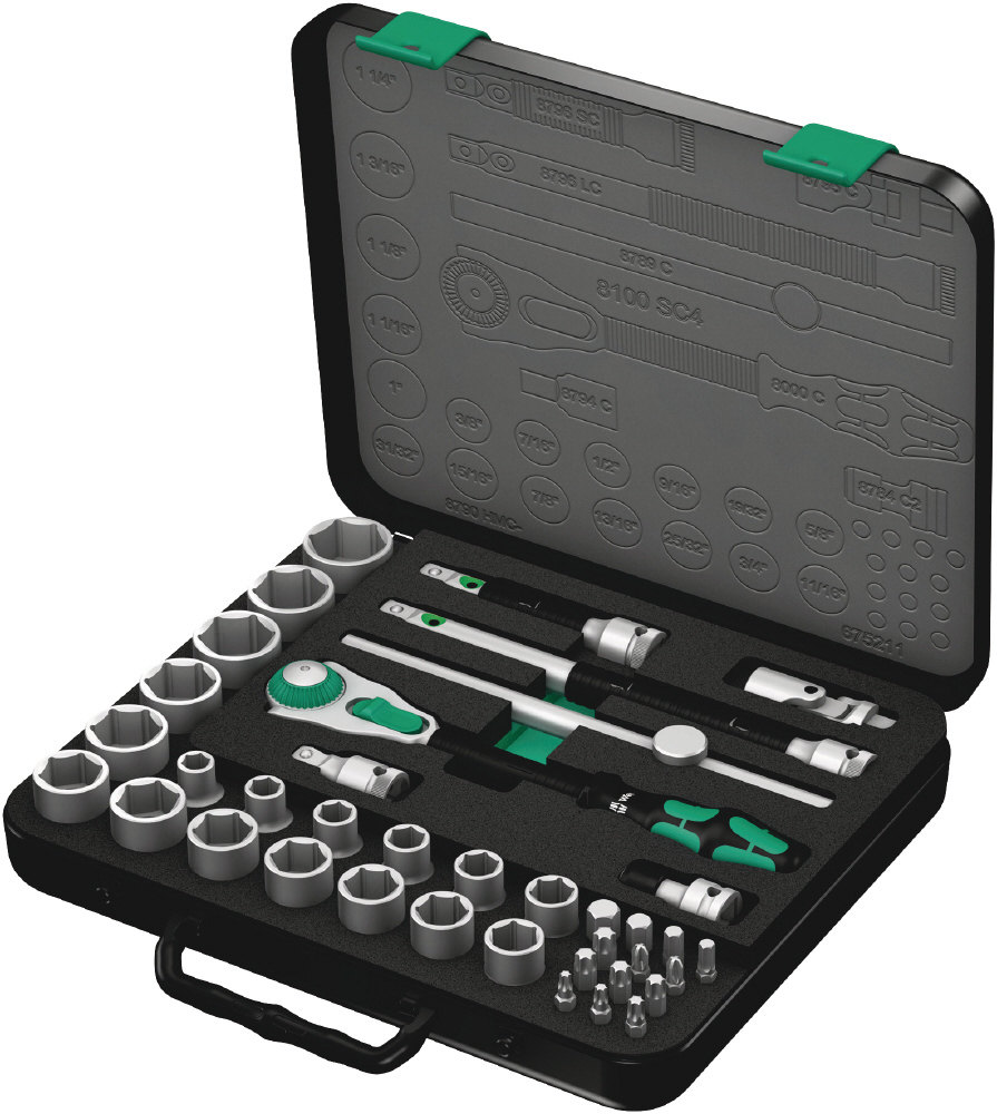 ■商品概要●差込角：1/2DR●入組数：38点●金属ケース付■詳細説明●Wera Zyklop Speedは速い動きをします。●5種類のラチェットを1つにまとめました。●丈夫な金属ケースに入った38点セット。●自由に回転するラチェットヘッド。●「Take it easy」ツールファインダーにより、必要なツールを素早く簡単に識別できます。■注意点※メーカー都合により商品の仕様変更がある場合がございます。ご了承ください。※画像には他の商品が含まれている場合があります。