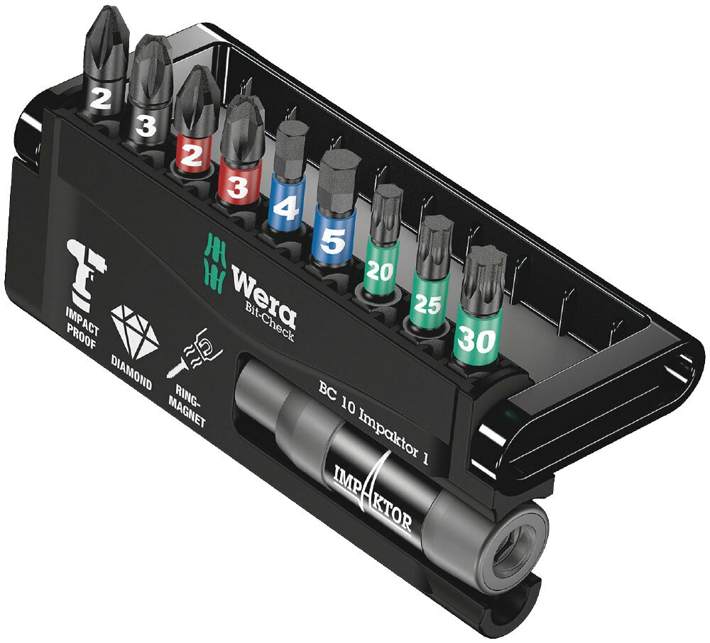 WERA ヴェラ ダイヤモンドコーティング インパクト用ドライバービット・ホルダーセット セット工具