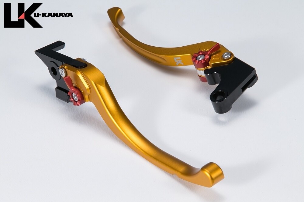 U-KANAYA ユーカナヤ ツーリングタイプ アルミビレットレバーセット Z900 KAWASAKI カワサキ ブレーキ・クラッチレバーセット ハンドル周辺パーツ ハンドル レバーカラー：マットゴールド / アジャスターカラー：マットオレンジ(2.0)