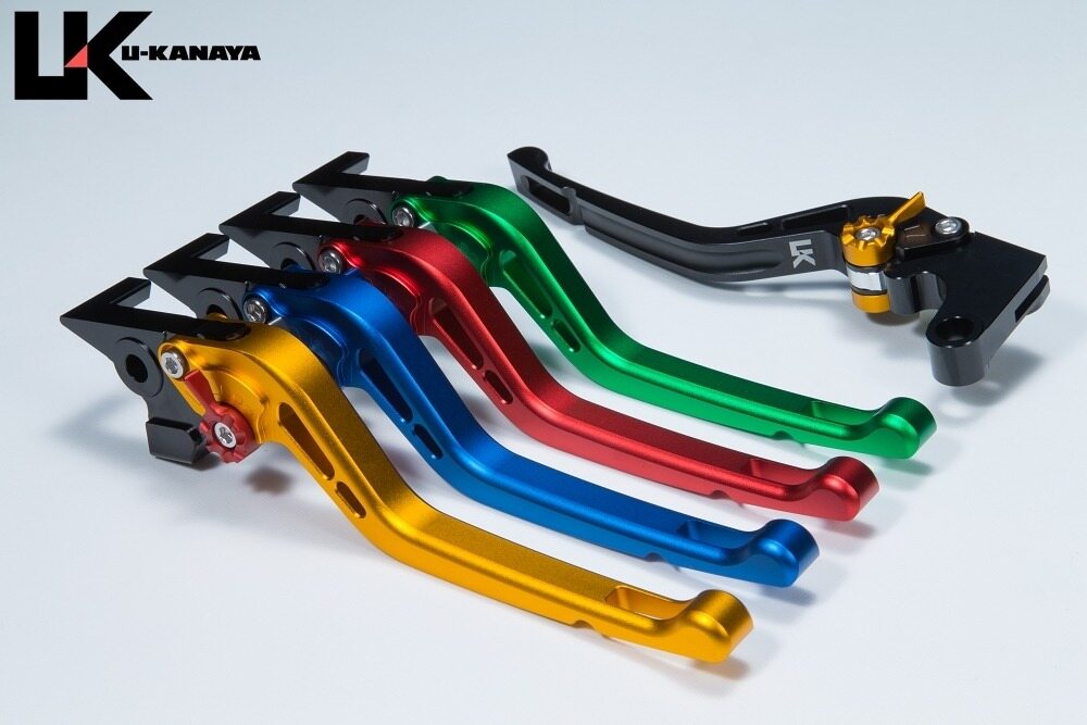 U-KANAYA ユーカナヤ GPタイプ ロングアルミビレットレバーセット Z900 KAWASAKI カワサキ ブレーキ・クラッチレバーセット ハンドル周辺パーツ ハンドル レバーカラー：マットレッド / アジャスターカラー：マットチタンカラー