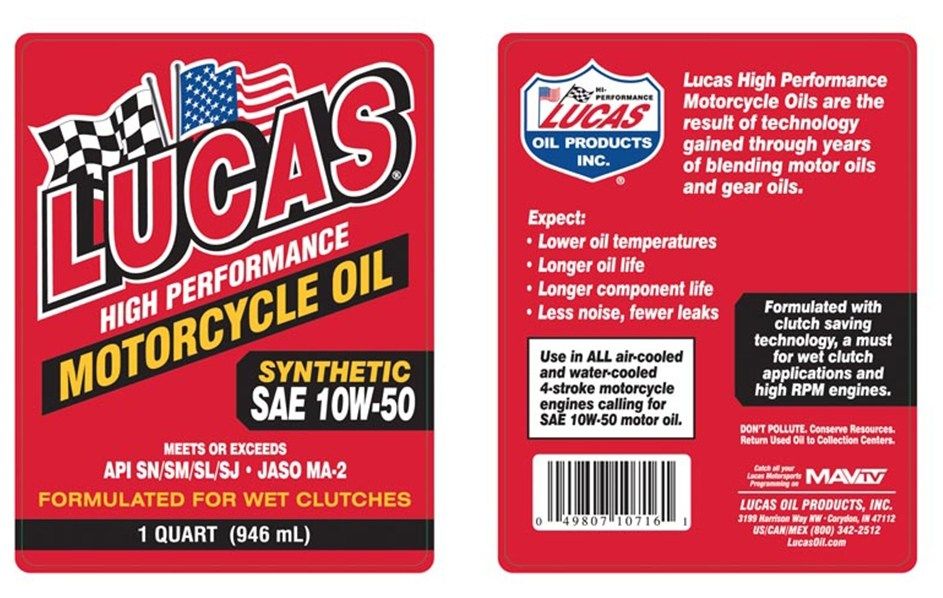 LUCAS OIL ルーカスオイル モーターサイクル シンセティックオイル【10W50】【946m...