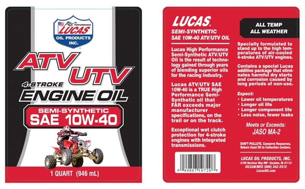 LUCAS OIL ルーカスオイル セミシンセティック ATVエンジンオイル【10W40】【946ml...