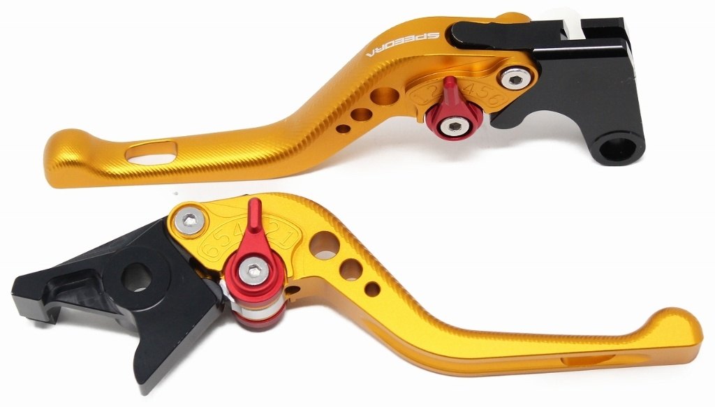 SPEEDRA スピードラ アジャストレバー 3Dショート CB750 HORNET HONDA ホンダ ブレーキ・クラッチレバーセット ハンドル周辺パーツ ハンドル レバー本体カラー：マットゴールド / アジャスターカラー：マットグリーン