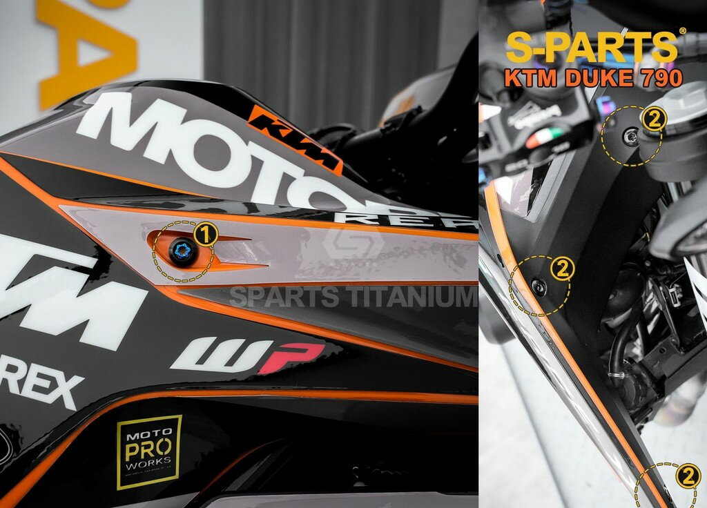 S-PARTS エスパーツ タンクサイドパネルマウント用チタンボルトセット 790 DUKE KTM 汎用ボルト・ネジ