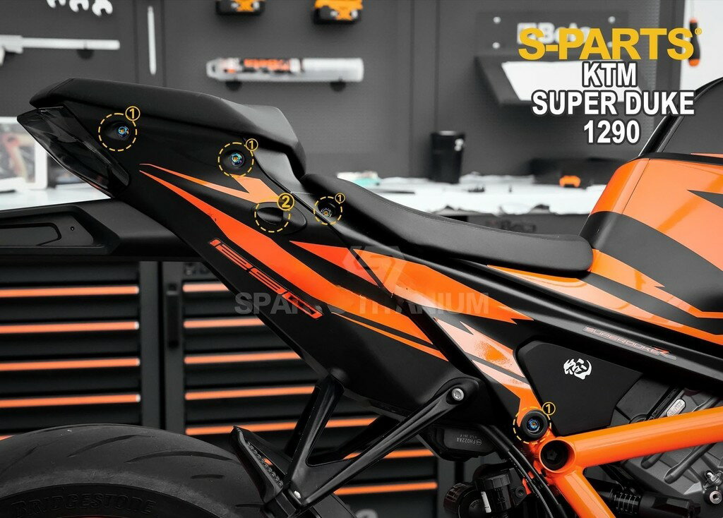 S-PARTS エスパーツ リアサブフレーム用チタンボルトセット 1290 SUPER DUKE R KTM 汎用ボルト・ネジ