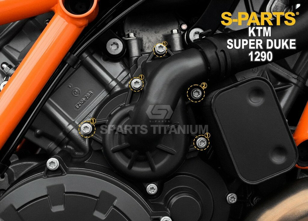 S-PARTS エスパーツ ウォーターポンプカバー用チタンボルトセット 1290 SUPER DUKE R KTM 汎用ボルト・ネジ