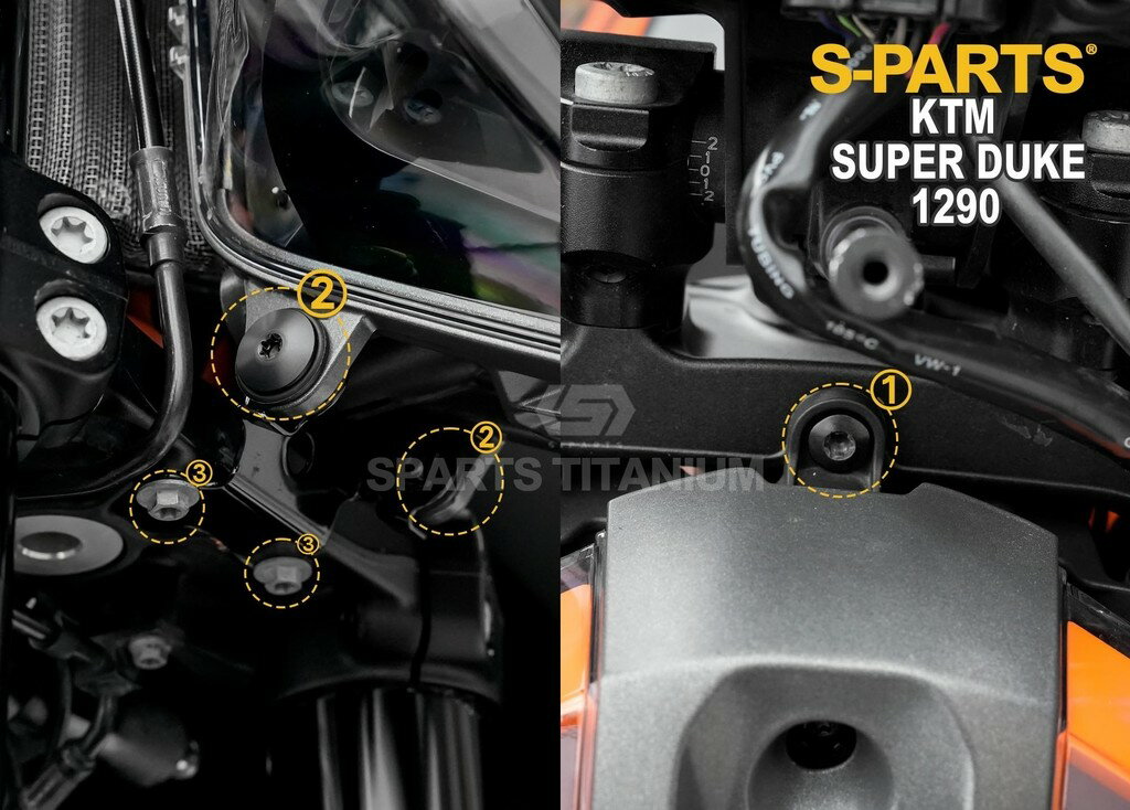 S-PARTS エスパーツ ヘッドライトブラケット用チタンボルトセット 1290 SUPER DUKE R KTM 汎用ボルト・ネジ