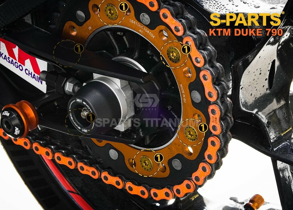 S-PARTS エスパーツ リアスプロケットマウント用チタンボルトセット 790 DUKE KTM スプロケットボルト・ナット 駆動系 カラー：グリーン