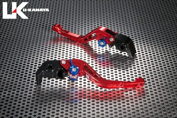 U-KANAYA ユーカナヤ GPタイプ アルミビレットレバーセット MT-09 SP YAMAHA ヤマハ ブレーキ・クラッチレバーセット ハンドル周辺パーツ ハンドル レバーカラー：レッド / アジャスターカラー：ブルー / レバータイプ：ショート（レバー部全長：約143mm）(2)