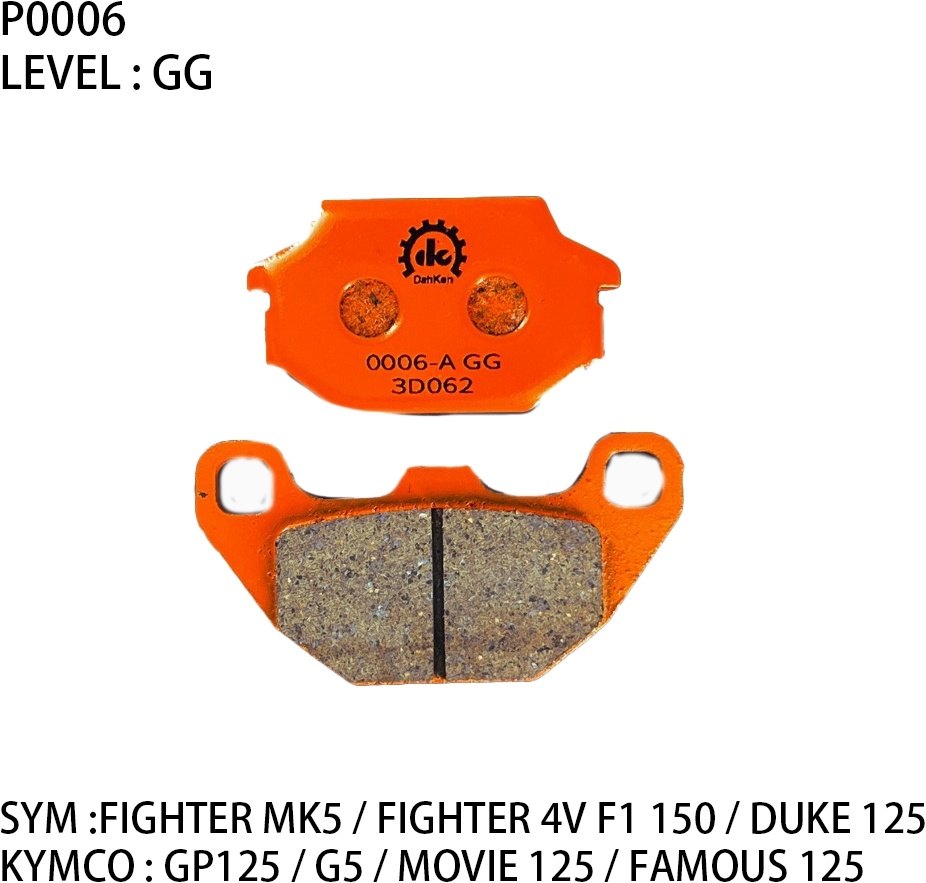 Dahken ダーケン GGセラミックスブレーキパッド DUKE 125 EnMIS / GP125 NEW FAMOUS etc FIGHTER F1 Xpro125 GP BET ＆ WIN G5 MOVIE SYM KYMCO キムコ ブレーキパッド ブレーキ