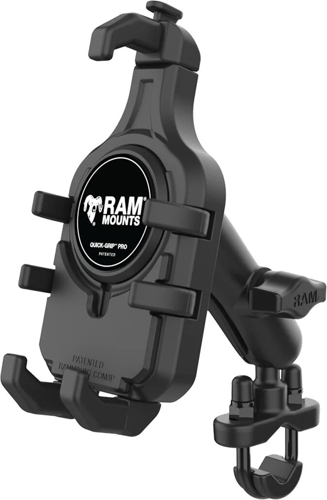 RAM MOUNTS ラムマウント クイックグリッププロ クレイドルホルダー(M)＆U字クランプベースセット(標準アーム) スマートフォンホルダー・スマートフォンマウント 電子機器類