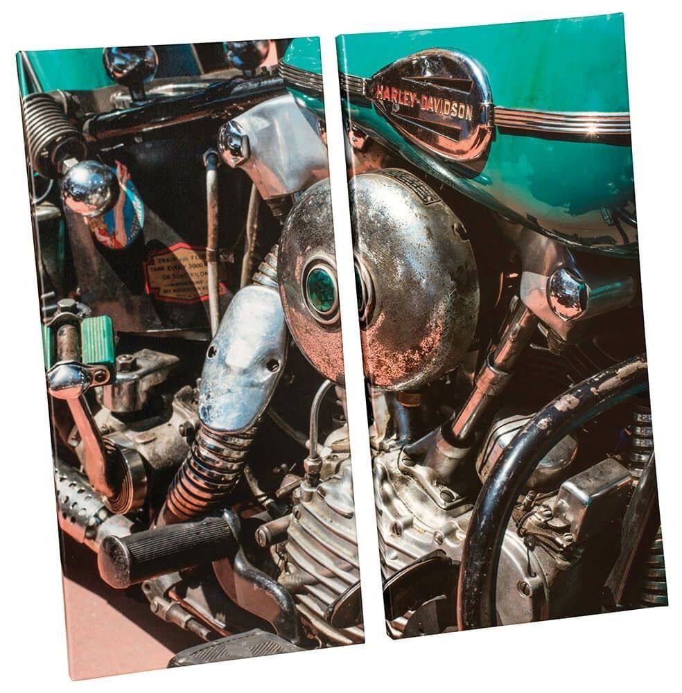 HARLEY-DAVIDSON ハーレーダビッドソン ヴィンテージナックルヘッドコットンキャンバスプリント 2個パネル その他グッズ バイク関連グッズ