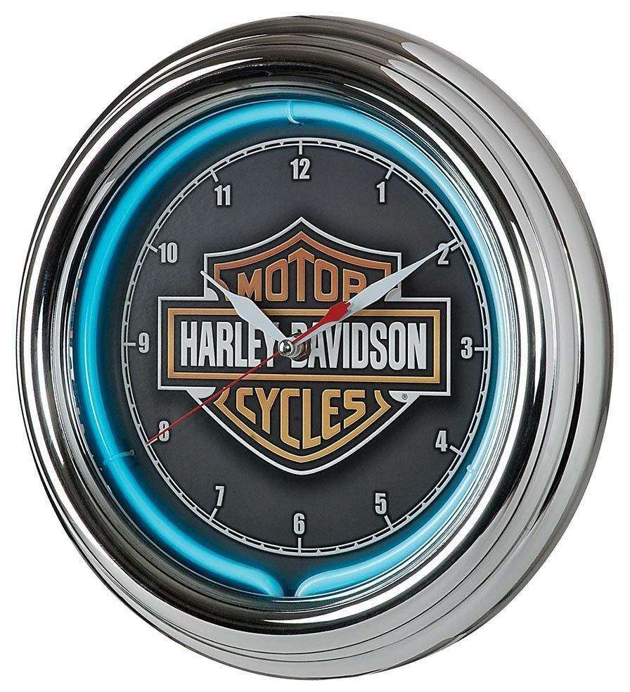 HARLEY-DAVIDSON ハーレーダビッドソン Essential Bar＆Shield ネオンクロック 掛け時計 その他グッズ バイク関連グッズ