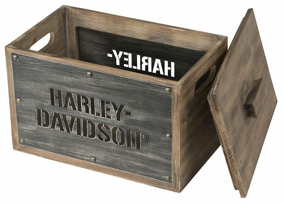 HARLEY-DAVIDSON ハーレーダビッドソン 木製収納ボックス 蓋付き ステンレススチール レーザーカット その他グッズ バイク関連グッズ