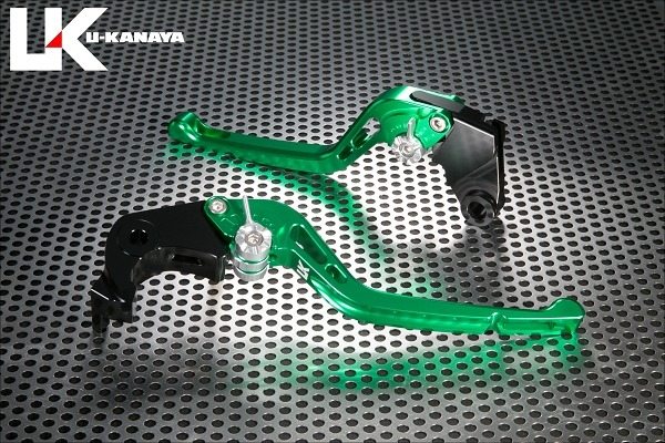 U-KANAYA ユーカナヤ GPタイプ アルミビレットレバーセット CB1000 HORNET SP HONDA ホンダ ブレーキ・クラッチレバーセット ハンドル周辺パーツ ハンドル レバーカラー：グリーン / アジャスターカラー：グリーン / レバータイプ：ロング（レバー部全長：約173mm）