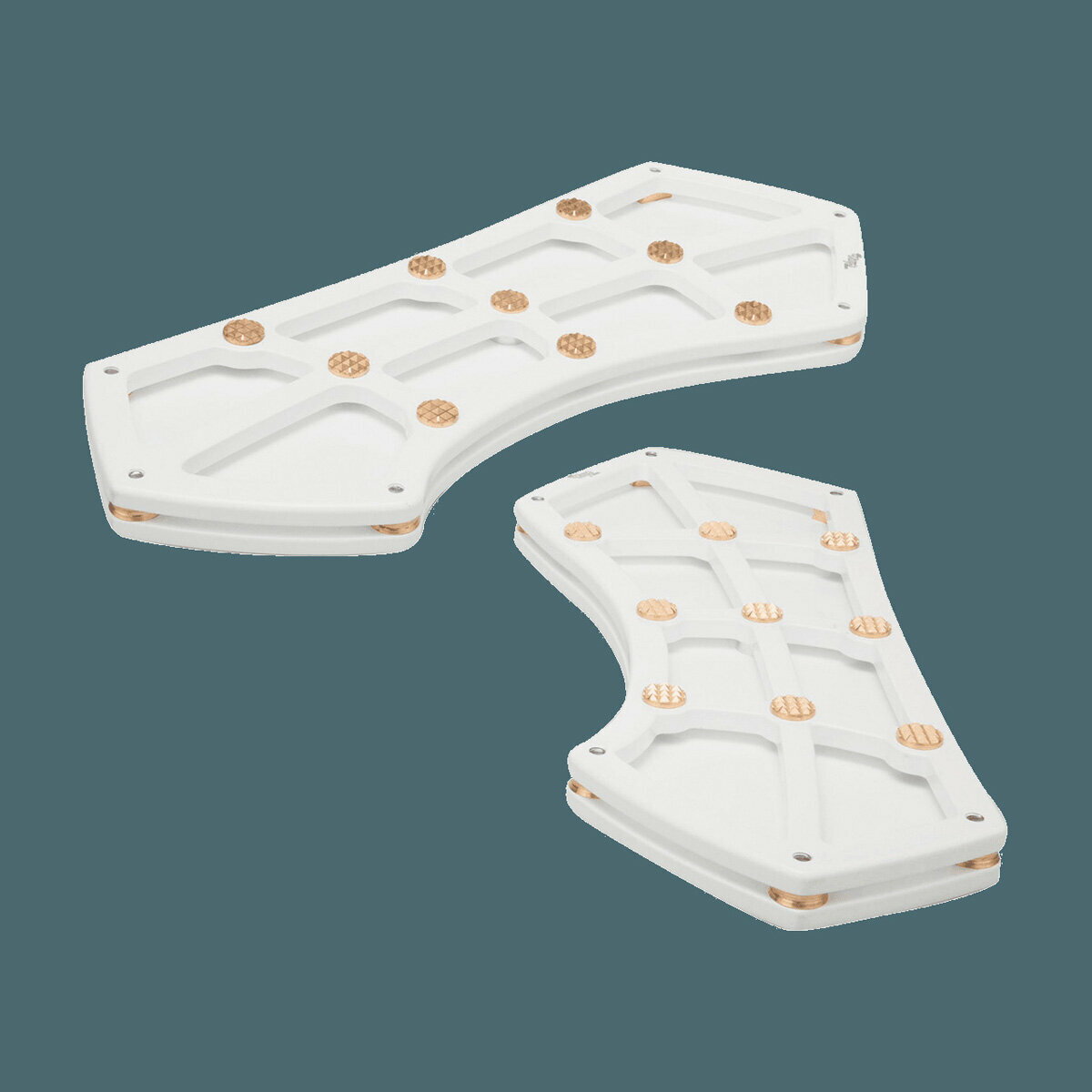 Vity’s Design ビティズデザイン DIAMOND ダイアモンドフロントフロアボード FLST FLH HARLEY-DAVIDSON ハーレーダビッドソン フロアボード・ステップボード ステップ 足回り 仕上げ(フロアボード／スキッドプルーフ(丸のパーツ))：フルホワイト／ブラス