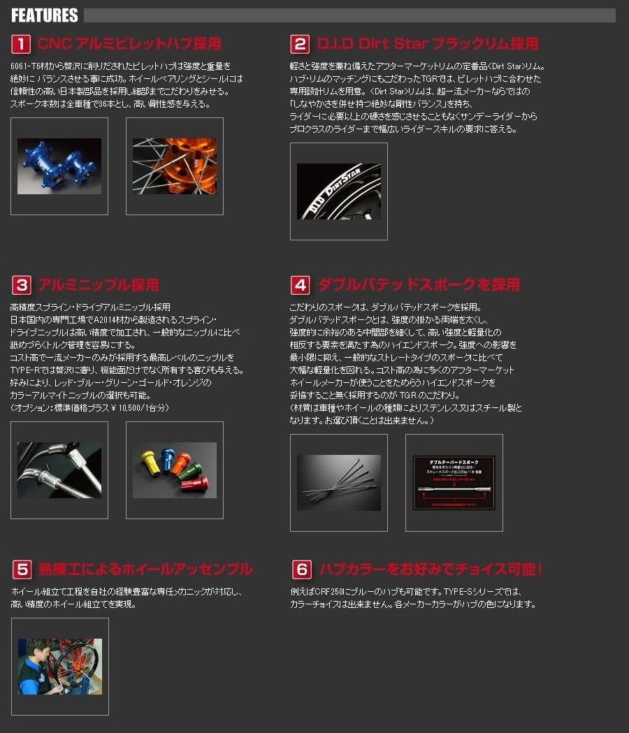 SUZUKI - TGR TECHNIX GEAR TGRテクニクスギア ホイール TYPE-R(R単体)[モタード用] (純正スプロケット対応タイプ) RR2T 250 300 Xtrainer16- BETA ベータ ホイール関連 足回り ニップルカラー：ゴールド / リムサイズ：リア 5.00-17インチ / オプション：ブラックスポーク無し