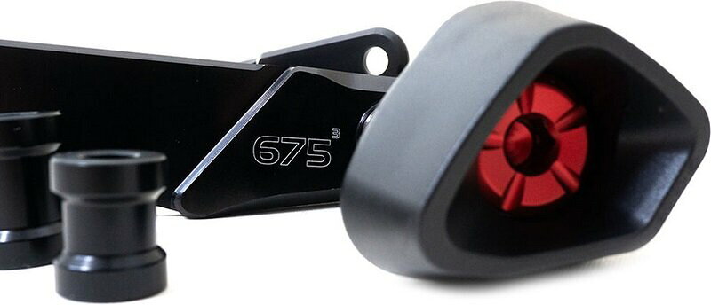 ■詳細説明The new Evotech anti-shock frame sliders have been designedandmanufactured with the aim to absorb the impact in the event ofafall. This means that the impact is absorbed by the slider，ratherthan affecting directly the frameIn the event of a fall， theslideris pushed towards a calibrated spacer with a growingdiameter. Thisproduces a slider’s deformation thus lowering theenergy caused bythe impact.Tests carried out in both laboratory andstreetconditions showed a significant decrease in the stresstransmittedto the frame compared to the common sliders.The slideris made of aplastic material mix which includes fibreglass. Itcombines highimpact absorption and abrasion resistance to lowfriction with theasphalt. In this way the pad slides on the asphaltwithoutexcessively consuming itself and without causingdangerousjamming.The aerodynamic shape of the slider not only givesa moreaggressive look to the bike， but also reduces to the minimumthepossibility that the slider is locked on if hitting anobstacle.Onthe plastic pads is also engraved a graduated scale thatin case ofa fall will give an indication of the impact strength.Themain bodyis aircraft grade billet aluminium and finished in ablackanodisation for longevity. Its diameter and section arebothcalibrated to further reduce the stress led to the frame intheevent of a fall.Evotech supplies spare parts for each product.■注意点※取扱説明書が付属する場合は外国語となります。※輸入商材の為、納期が遅れる場合がございます。あらかじめご了承ください。※画像には他のカラー・商品が含まれている場合があります。※メーカー都合により商品の仕様変更がある場合がございます。ご了承ください。