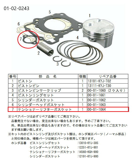 SP武川 SPタケガワ 【補修部品】GASKET TENSIONER LIFTER/CBR250R CBR250R HONDA ホンダ エンジンガスケット エンジンパーツ エンジン