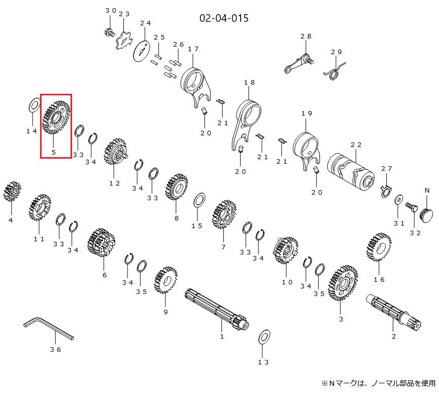 SP武川 SPタケガワ 【補修部品】 カウンターシャフト セカンドギヤ 32T/モンキー/6速 ミッション・ギア エンジンパーツ エンジン