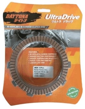 ■商品概要Fitment：Kawasaki Ninja 150 R■詳細説明Kevlar Daytona friction disc has proven to be very good forracingand daily use.Advantages ：1. Higher friction power and performance2. More resistant to high temperatures3. Made from paper-based materials which is stickier and doesnotcome off easily4. Longer service life and durability■注意点※取扱説明書が付属する場合は外国語となります。※輸入商材の為、納期が遅れる場合がございます。あらかじめご了承ください。※メーカー都合により商品の仕様変更がある場合がございます。ご了承ください。　※画像はイメージです。■適合車種Ninja 150R&ensp;Ninja 150R