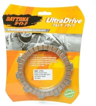 ■商品概要Fitment：Yamaha Vixion FZ 150 (2007-2011)■詳細説明Kevlar Daytona friction disc has proven to be very good forracingand daily use.Advantages ：1. Higher friction power and performance2. More resistant to high temperatures3. Made from paper-based materials which is stickier and doesnotcome off easily4. Longer service life and durability■注意点※取扱説明書が付属する場合は外国語となります。※輸入商材の為、納期が遅れる場合がございます。あらかじめご了承ください。※メーカー都合により商品の仕様変更がある場合がございます。ご了承ください。　※画像はイメージです。■適合車種Vixion FZ 150&ensp;Vixion FZ 150 年式: 07-11
