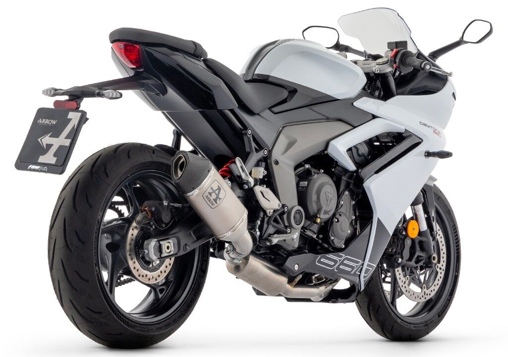 ARROW アロー Full system racing with Veloce silencers DAYTONA 660 TRIUMPH トライアンフ フルエキゾーストマフラー マフラー Silencer material：titanium
