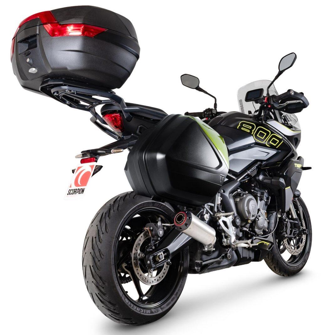 SCORPION スコーピオン レッドパワー スリップオンマフラー Tiger Sport 800 TRIUMPH トライアンフ マフラー タイプ：Brushed Stainless Steel Sleeve