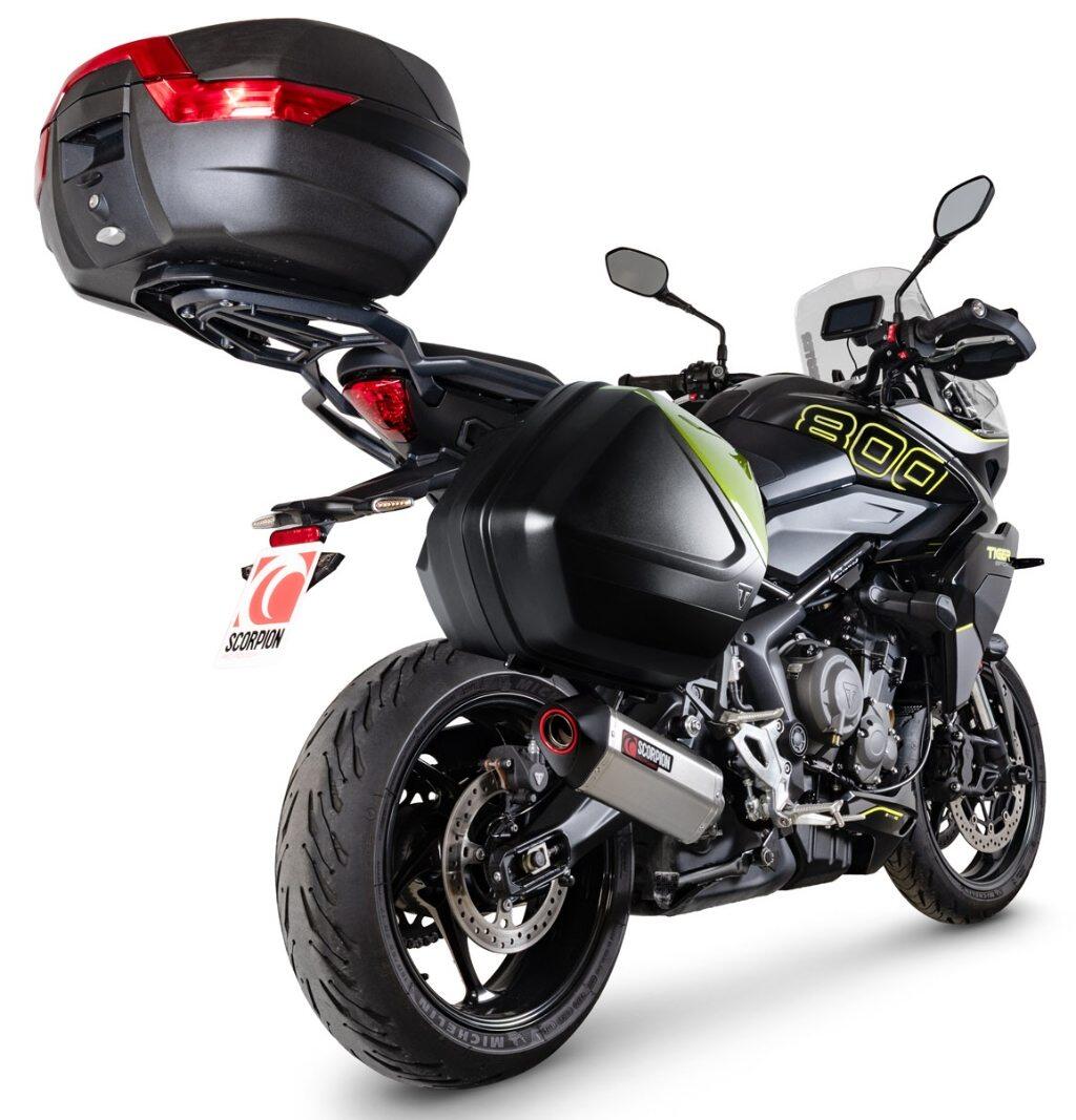 SCORPION スコーピオン セルケトパラレル スリップオンマフラー Tiger Sport 800 TRIUMPH トライアンフ マフラー タイプ：Brushed Stainless Steel Sleeve