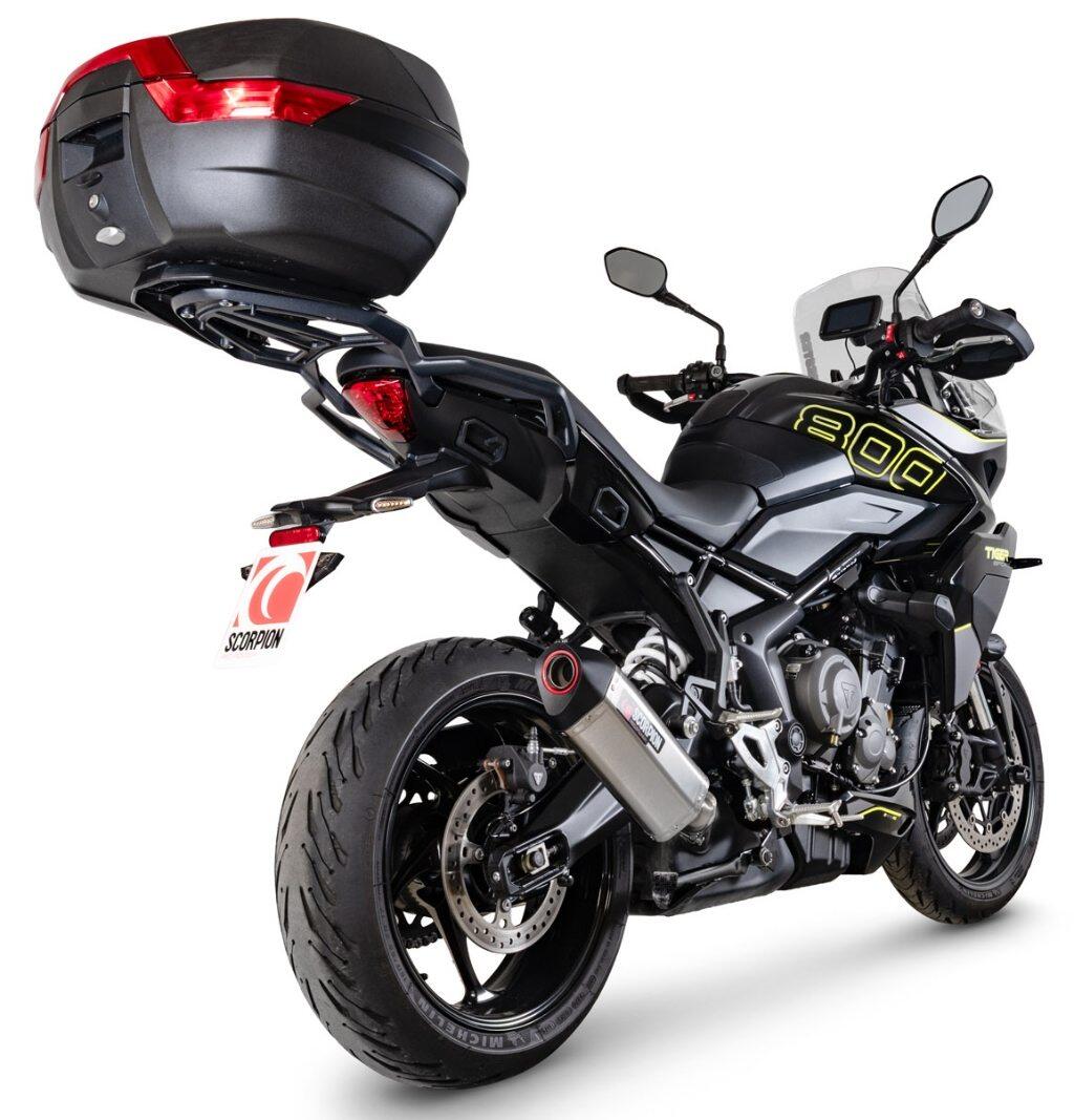 SCORPION スコーピオン セルケトパラレル スリップオンマフラー Tiger Sport 800 TRIUMPH トライアンフ マフラー タイプ：Brushed Stainless Steel Sleeve