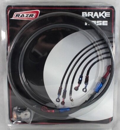 PIRANHA ピラニア RAZR Braided Brake Hose with Aluminum Banjo Bolt (Standard l...