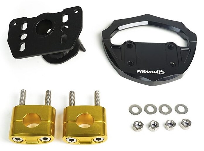 PIRANHA ピラニア CNC Custom Top Triple Clamp + Handlebar Riser Mounts for DRE...