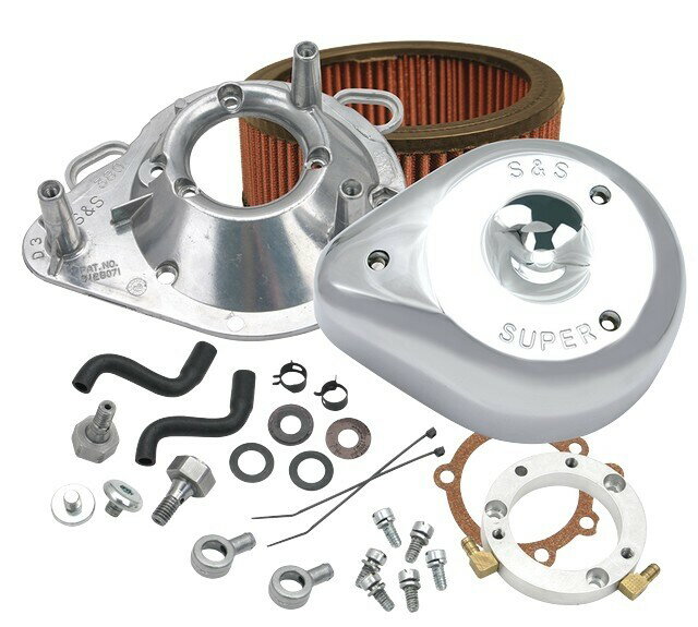 KIJIMA キジマ S＆S (R) ティアドロップエアクリーナーキット 2001-’17 HD ストック EFI ビッグツイン (スロットルバイワイヤおよび CVO を除く) モデル用 - クローム HARLEY-DAVIDSON ハーレーダビッドソン エアクリーナー・エアクリーナーエレメント 吸気関連 エンジン