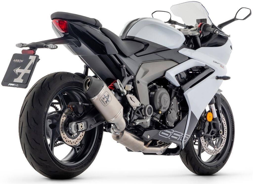 ARROW アロー Homologated full system with Veloce silencer DAYTONA 660 TRIUMPH トライアンフ フルエキゾーストマフラー マフラー Silencer material：titanium