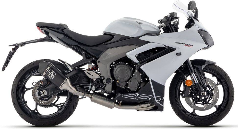 ARROW アロー Homologated full system with Veloce silencer DAYTONA 660 TRIUMPH トライアンフ フルエキゾーストマフラー マフラー Silencer material：aluminium Dark
