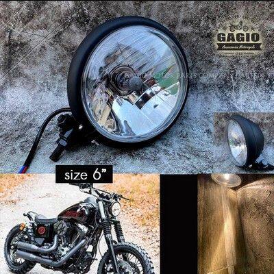 GAGIO MOTOR PARTS ガジオモーターパーツ 6-inch round headlight clear lens H4 b...