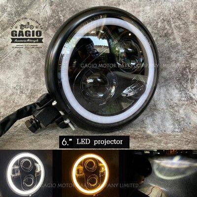 GAGIO MOTOR PARTS ガジオモーターパーツ 6 Inch LED Projector Headlights Dimmable Ring Mount Under Lamp. ヘッドライト 灯火類 電装系