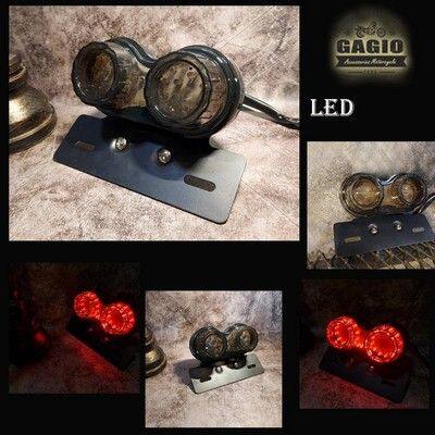 GAGIO MOTOR PARTS ガジオモーターパーツ LED taillights glasses-type with built-in turn lights black lens. テールランプ 灯火類 電装系