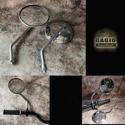 GAGIO MOTOR PARTS ガジオモーターパーツ Silver round side mirrors. ミラー ハンドル