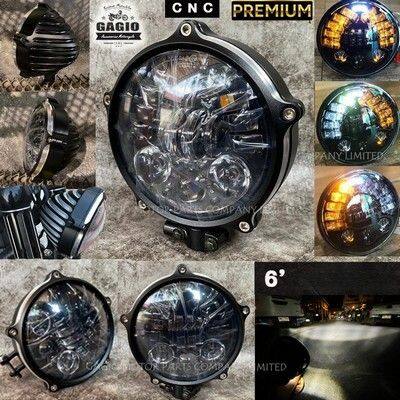 GAGIO MOTOR PARTS ガジオモーターパーツ 7-inch butterfly-patterned LED projector headlight with CNC housing ヘッドライト 灯火類 電装系