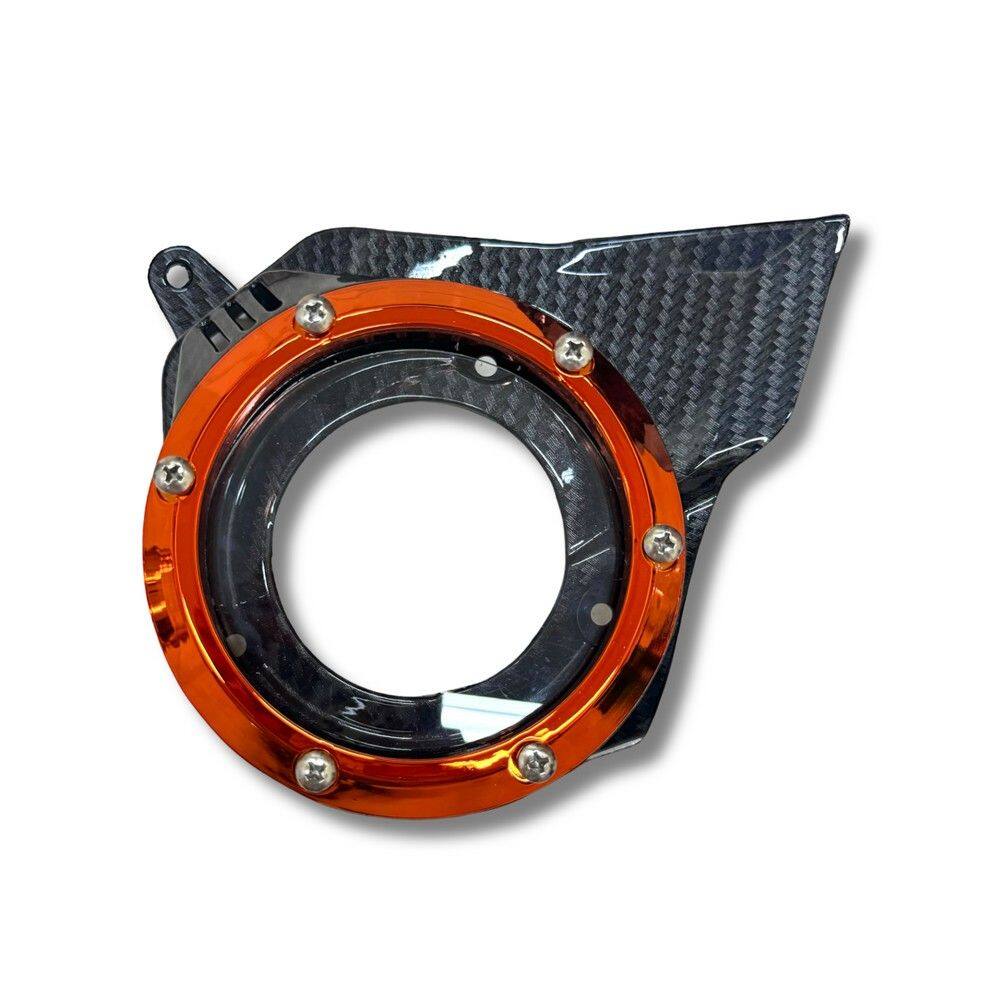 Achi Motorbike アチモーターバイク FAN COVER HONDA GIORNO+ 125 ホンダ クランクケースカバー エンジンパーツ エンジン COLOR：Carbon Film-Orange Ring