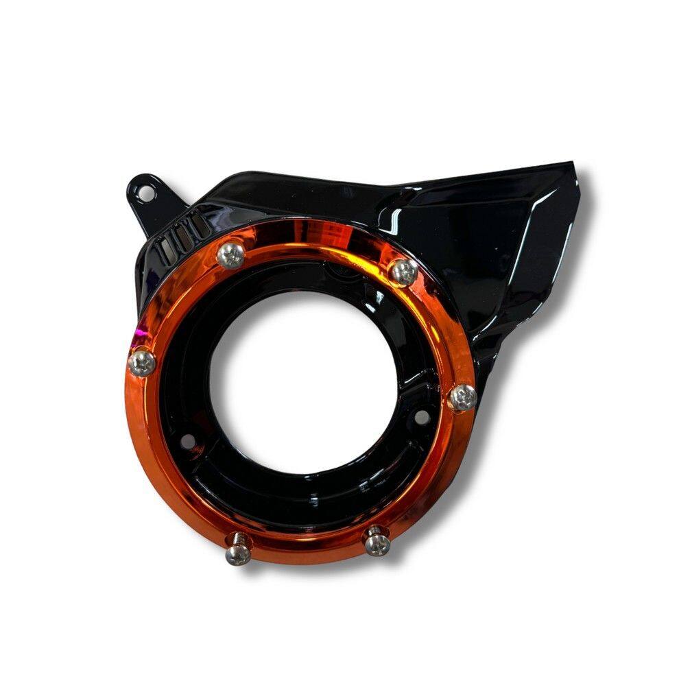 Achi Motorbike アチモーターバイク FAN COVER HONDA GIORNO+ 125 ホンダ クランクケースカバー エンジンパーツ エンジン COLOR：Glossy Black-Orange Ring