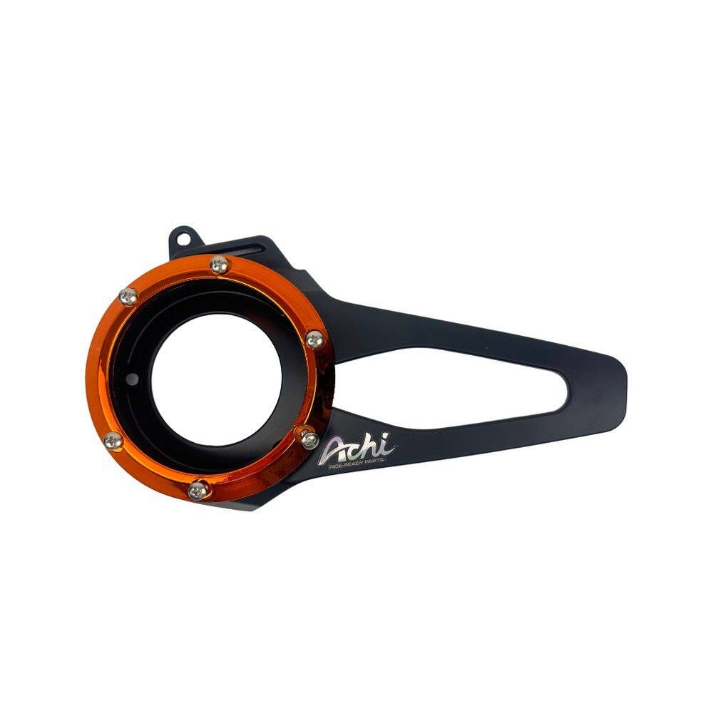 Achi Motorbike アチモーターバイク FAN COVER HONDA LEAD125 4-VALVE ENGINE LEAD 125 ホンダ クランクケースカバー エンジンパーツ エンジン COLOR：Matte Black - Orange Ring