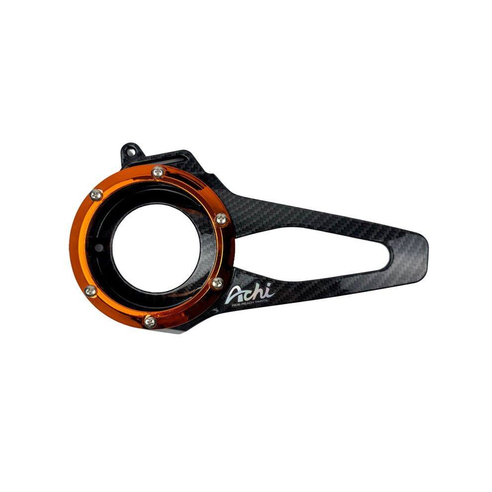 Achi Motorbike アチモーターバイク FAN COVER HONDA LEAD125 4-VALVE ENGINE LEAD 125 ホンダ クランクケースカバー エンジンパーツ エンジン COLOR：Carbon Film - Orange Ring